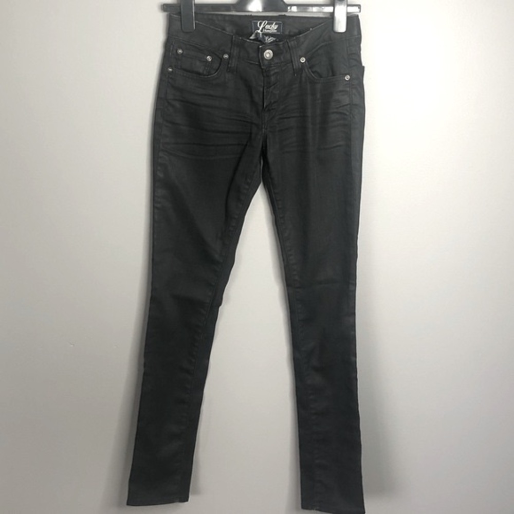 Lucky Brand Waxed Black Denim Lola Skinny Jeans